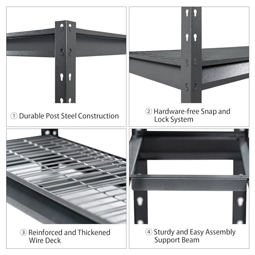 Image of The Atlas 72 inch W Metal Garage Shelving Unit Load 12000 Lbs, Heavy Duty Storage Rack, Adjustable Industrial Shelves for Warehouse Shop Basement, 72 inch W x 24 inch D x 72 inch H, Grey