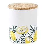 wrtgerht Teedose aus Keramik, Lebensmittelbehälter mit versiegeltem Holzdeckel, Kaffeeaufbewahrungshalter, lose Blatt-Teebehälter for Kaffeebohnen, Zucker, Keks, Weiß Schnickschnack