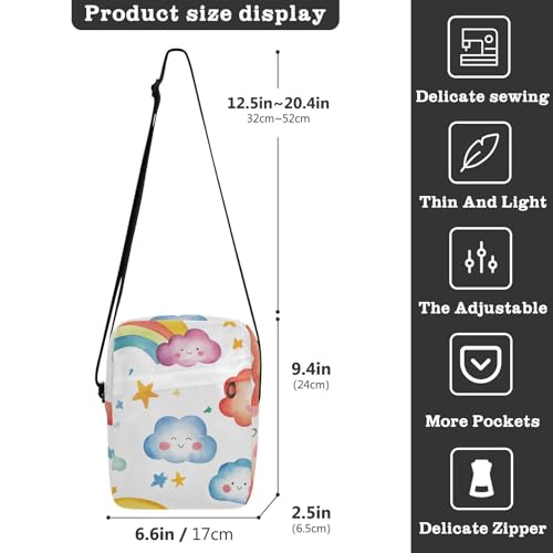 Crossbody Bag Cute Rainbow Cloud Messenger Bag for Women Men Purse Shoulder Bag Satchel Bag with Adjustable Strap 202b67233