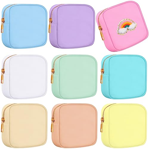 Sweetude 9 Pcs Mini Nylon Makeup Bag Small Nylon Zipper Pouch 4.7