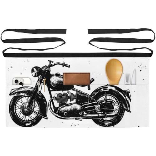 Tablier court de serveur moto vintage lot de 3 demi-tabliers de cuisine multicolores