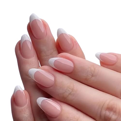European Almond-Shaped Press-On False Nails 24pcs Set - Instant Manicure (Tip Pink)
