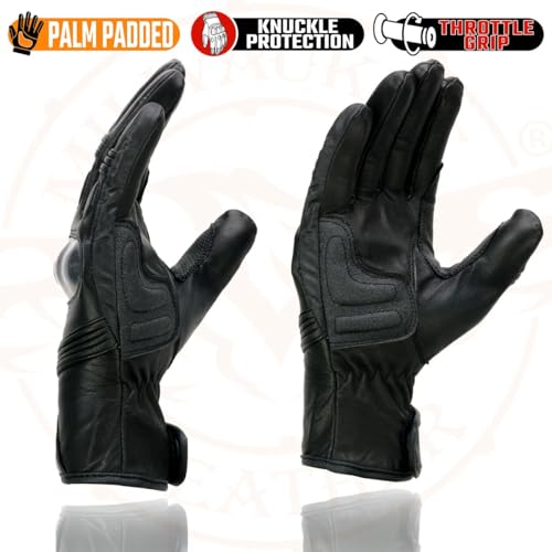 Image of Milwaukee Leather Men's Premium Leather Motorcycle Racing Gloves - Hand Protection, Gel Palm, Adjustable Fit - Medium