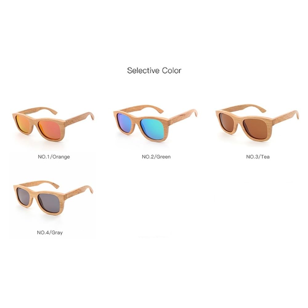 Gafas de sol vintage de madera y bambú para hombre y mujer, polarizadas, con estuche, UV400, diseño retro.