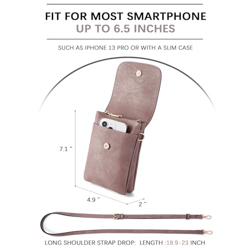 Image of BOSTANTEN Vegan Leather Small Crossbody Bags for Women Designer Cell Phone Bag Wallet Purses Adjustable Strap, A-06-purple Lavender, Small, Small Crossbody Bags for Women