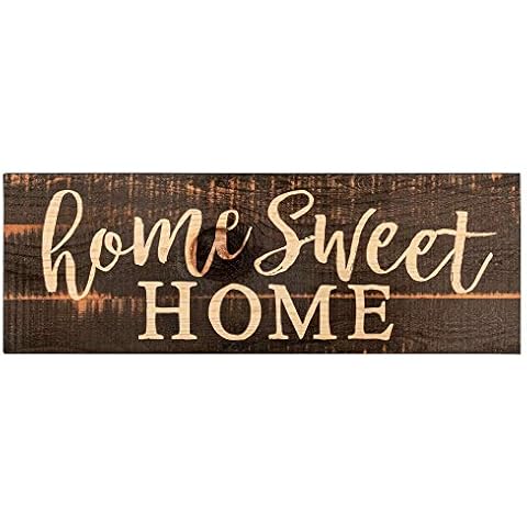 P. Graham Dunn Home Sweet Home Script Design Black Distressed 15.75 x 5.5 Inch Solid Pine Wood Plank Wall Plaque Sign Cover