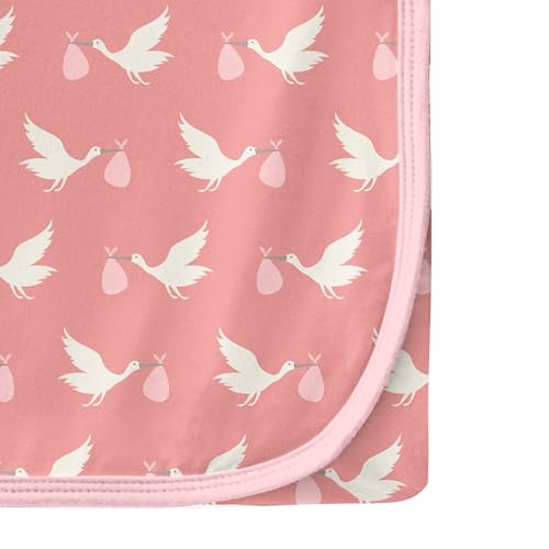 Image of KicKee Swaddling Blanket, Made from Luxuriously Soft KicKee Signature Blend Fabric, Buttery Softness for Snuggling Your Baby (Blush Stork - One Size)