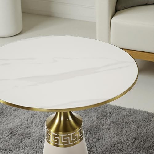 Image of The Attic Orion Black Marble Top End Table Sleek Design,Cream