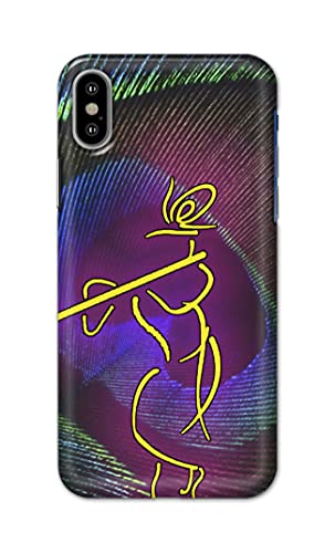Image of PRINTFIDAA Lord Krishna On Peacock Feather Hard Back Cover for Apple iPhone X /iPhone 10 / iPhone Ten /iPhone Xs Back Cover -(P6) KAT1007