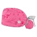 Pink Flower 2 Pieces Unisex Working Caps with Buttons Adjustable Bouffant Hats Tie Back Caps