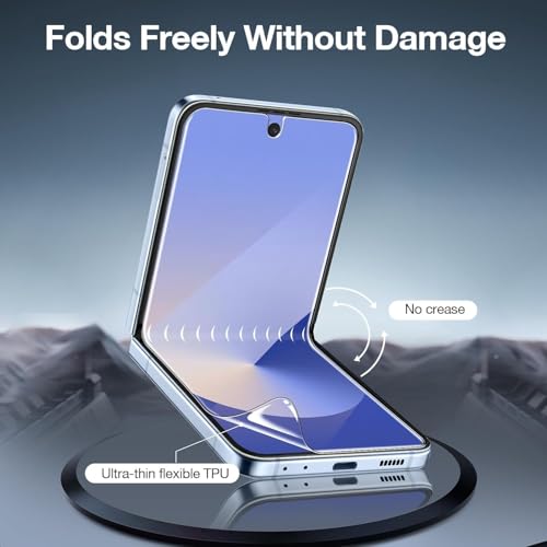 Image of FabeKee Screen Guard Film Compatible For Samsung Galaxy Z Flip7 5G Cellphone Self Healing Unbreakable Hd Hydrogel [Tpu Film] Flexible Film-Clear [Not Tempered Glass]