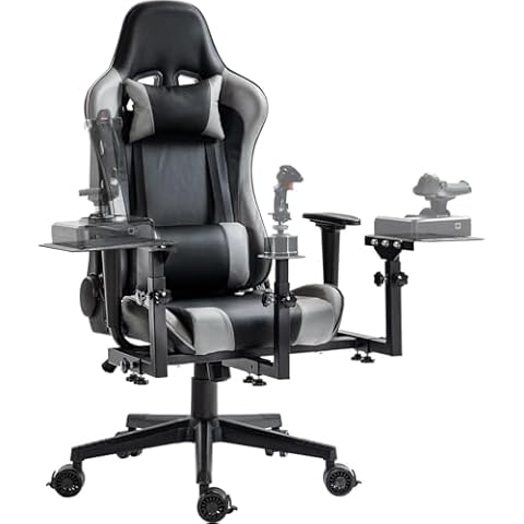 Marada Flight Joystick Hotas Mount with Chair Adjustable Compatible with Thrustmaster/Logitech A10C Hotas Warthog, X56 X52 More Stable Flight Simulator Cockpit with Seat, Not Include Gaming Devices Cover