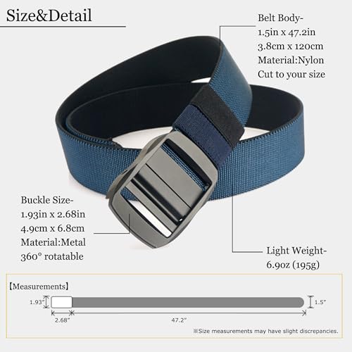 Reversible Nylon Elastic Ratchet Belt Men, Heavy Duty 2 in 1 Webbing 360 Degree Rotating Metal Buckle4