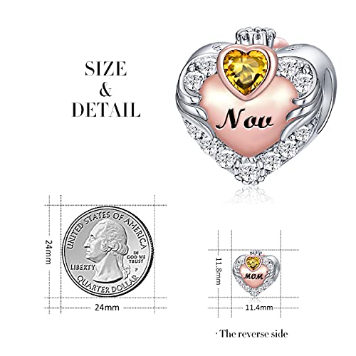 FOREVER QUEEN Birthstone Charm for Bracelet 925 Sterling Silver Rose Gold Love Heart Mom Charms Bead for Bracelet, Best Birthday Valentine's Mother's Day Gift for Mom With Jewelry Box3