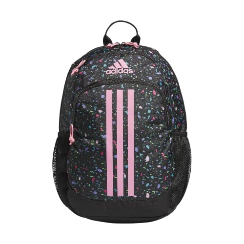 adidas Mochila esportiva pequena para laptop Creator 2.0 (21 l), Speckle Black/Bliss Pink/Black, OSFA, Adidas Mochila pequena Creator para laptop, bolsa atlética confortável e durável