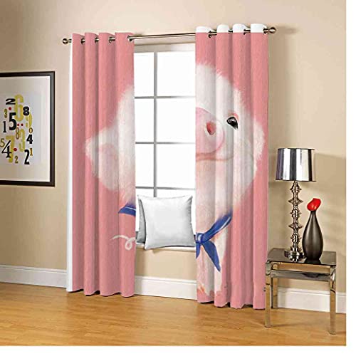 Rideau occultant a oeillets polyester de haute densite design rose - 3