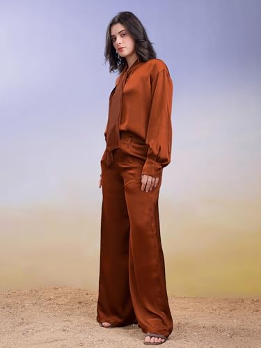 Image of PURVAJA Women's Midi Satin Co-Ords