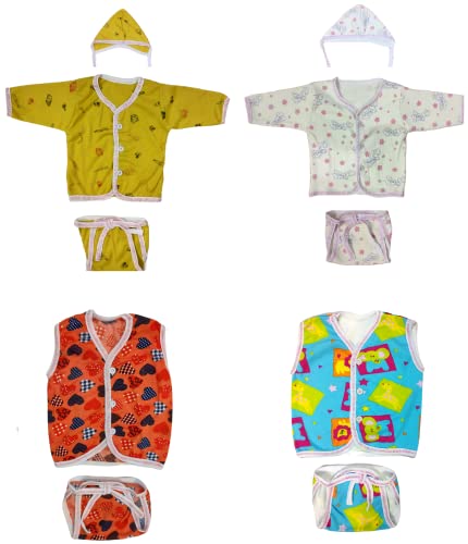 Image of TANGY Hosiery Newborn Baby Boy's and Baby Girls Jhabla Clothing Top Set(Pack of 4)