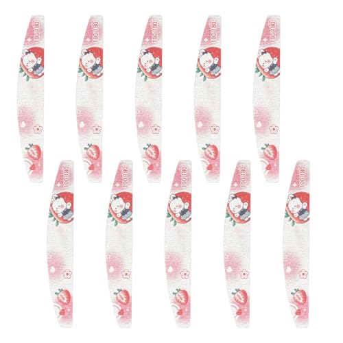 10 limas de uñas con grano 100/180 de doble cara para uñas acrílicas/naturales, lima de uñas profesional para uñas de gel