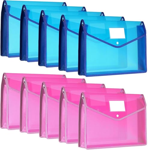 Document Wallet A4, Pack of 8 A4 Plastic Folders, Expandable File Folders, Collecting Folders