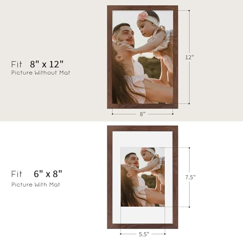 8x12 Oak Wood Picture Frams - Minimalist 8x12 Oak Wood Frames, 8"x12" Picture Frame Wood, Natural Solid Wooden Picture Frames for Wall Art Photo and Prints(1 Pack, Walnut)