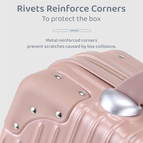 Image of Yagzon Portable Hard Shell Cosmetic Travel Case, Small Travel Hand Luggage with Elastic Band, Mini ABS Carrying Makeup Case Suitcase (Pink)