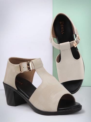 Image of Denill Fancy & Comfortable Brown Heel Sandal with Ankle Strap for women & Girls