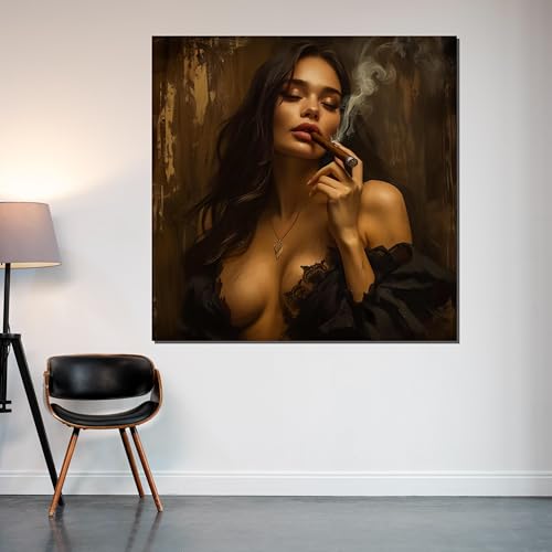 Portrait sensuel sur toile d'une femme au cigare pour exprimer votre audace