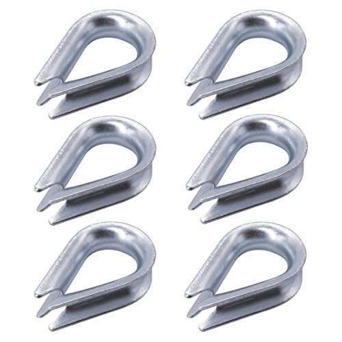 Lot de 6 cosses de câble galvanisées DIN 6899B - 10 mm - En forme de cœur - Pour cordes en acier...