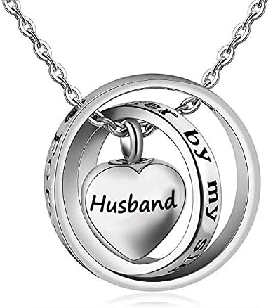 Lifequeen Jewellery Dog Pet Paw Print Urn Necklace for Ashes Heart Love Circle No Longer by My Side Forever in My Heart Memorial Cremation Keepsakes