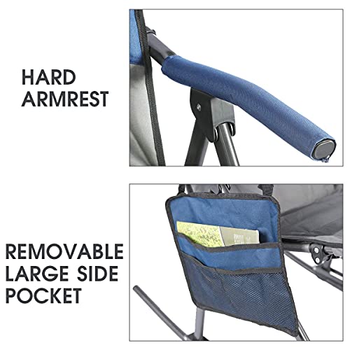 Portal Oversized Quad Folding Camping Chair High Back Hard Armrest Storage Pockets Carry Bag Included, Support 300 Lbs (Blue) #TOP3