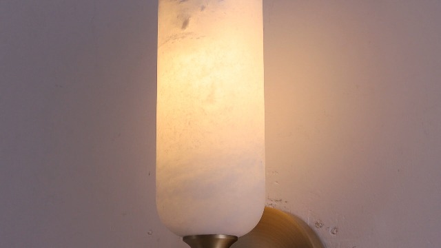 Image of 20in Alabaster Wall Sconces Set of Two, Modern Spanish Natural Marble Bathroom Vanity Sconces, Brass Alabaster Sconce Wall Lighting, Gold Wall Light Fixtures Decor for Bedroom Living Room Staircases