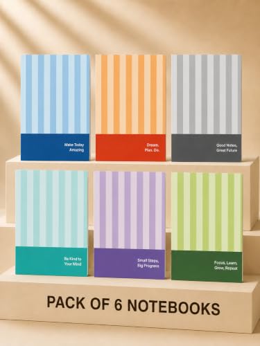 Image of DOODLE Notemate A4 Notebook Pack of 6 | 160 Pages Each | Smooth Paper | Minimal Design Notebooks for School, College, Office, Notes, Lists, Study & Everyday Writing
