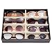 Juvale Glasses Case Organizer - 8-Slot, 12.6 x 9.8 x 2.5 in, Black Faux Leather - Sunglasses Storage & Holder for Nightstand & Desk - Flip-Top Display Case