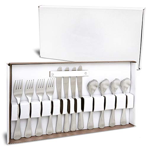 Qualita Kids Silverware Set 1810 Stainless Steel Toddler Utensils 12 Piece Children Silverware 4 Spoons 4 Forks 4 Knives Toddler Tough Cutlery for Kids