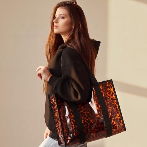 Bolsa Tote de PVC color tortuga con pouch desmontable miniatura 2