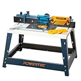 POWERTEC Benchtop Router Table w/Metal Stand and Adjustable Fence Set – 24' x 16' Laminated MDF Top, Aluminum Insert Plate, 2-1/2' Dust Port, Fence Stop, Featherboard and More Accessories (71963)