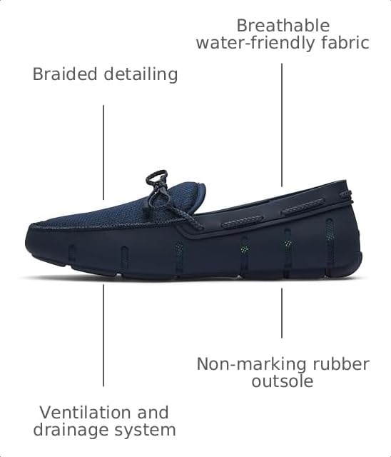 Image of SWIMS Braided Lace Loafer for Men, Breathable Slip On Water Friendly Driving Shoe, Lightweight Mesh Upper, Drainage Sole