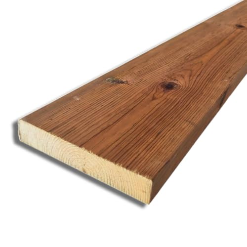 Tavola in Legno da 300 cm, sezione 28x145mm, per Pavimenti e Fai da te, Impregnata Marrone