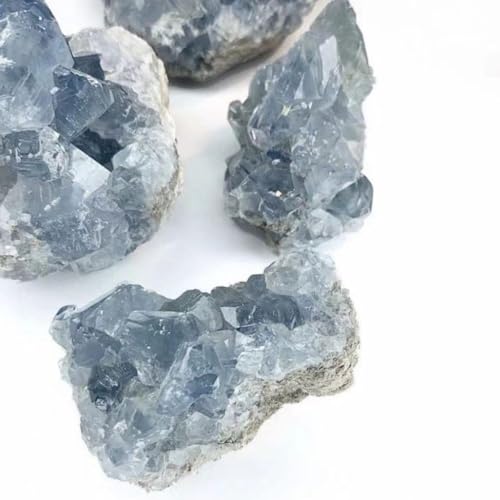 Cristal de célestite brut de 200g-300g en géode naturelle bleu ciel - 4