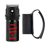 Gel Spray Anti Aggression 40ML pour Femme Étudiante, Marqueur au Colorant UV et Rouge, 20 Pulvérisations ou 12S Continu, Puissant Linéaire 3 4M, Précis Résistant Vent, Marquage 48H, Poignet Réglable