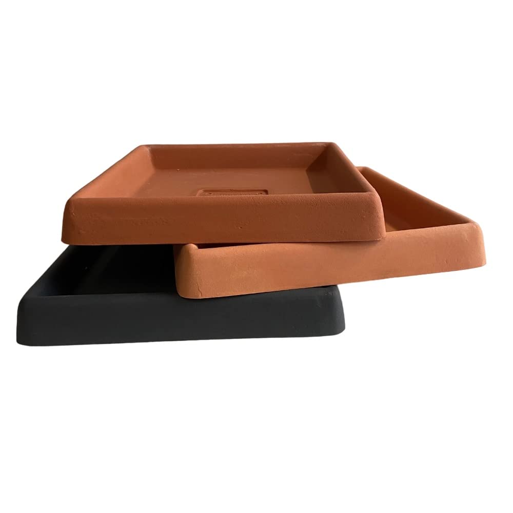 Soucoupe Carrée Garden Italia 51 Cm Résine Granit - Fabriqué En Italie Incassable Extérieur