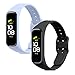 kwmobile Straps Compatible with Samsung Galaxy Fit 2 Straps - 2x Replacement Silicone Watch Bands - Black/Pastel Blue