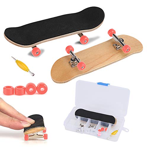 Zerodis Griffbrett Fingerskateboards, Professionelle Mini-Legierung Komplettes Holzahorn-Deck-Set Interaktives Spiel Kindergeschenke(Rot)