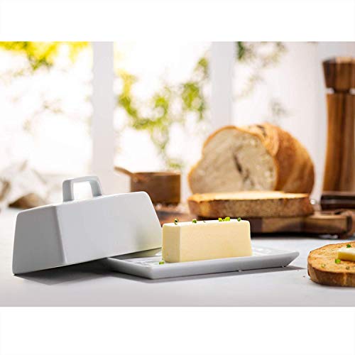 Ceramic Butter Dish with Handle Lid, Ceramic Butter Dish with Handle Lid, Porcelain Large Butter Keeper with Lid for Countertop, Dishwasher Safe