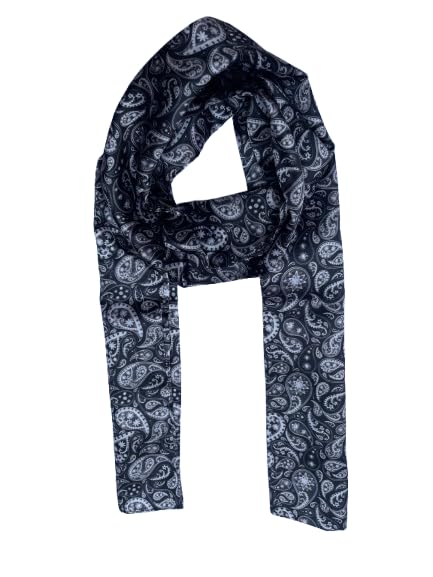 Calixto Unisex Paisley Print Long Scarf with Pocket Square | Soft Cotton Blend Neck Scarf for Men & Women | Elegant Dark Navy Accessory for Casual & Formal Wear-picture-39