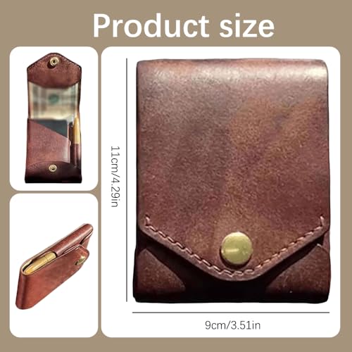 Vintage Handmade Leather Wallet, Slim Multifunctional Card Holder with Built-In Pen Slot, Compact Full-Grain Leather Business Wallet for Cash, Travel, and Everyday Use (Wallet*1)2