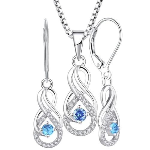Cadeaux de bijoux fête des mères : set femme argent 925 Starnny Infinie avec collier et boucles