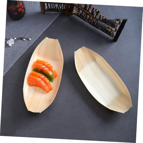 Platos desechables de madera forma barco x50 miniatura 7