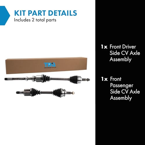 Image of TRQ Front Driver and Passenger Side CV Axle Assembly Set 2 Piece Compatible with 2006 Toyota RAV4 V6 3.5L 4WD, 2007-2012 RAV4 V6 3.5L 4WD